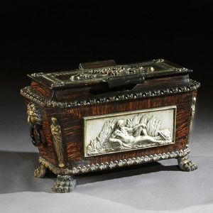 Extremely Rare Pair of Regency Cast-Iron Sarcophagus Shaped Strong Boxes