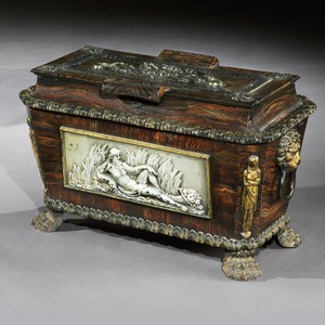 Extremely Rare Pair of Regency Cast-Iron Sarcophagus Shaped Strong Boxes