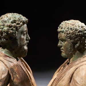 Pair of Late 19th Century Portrait Busts of Caesars Marcus Aurelius and Caracalla