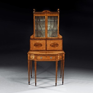 An Important 18th Century George III Satinwood and Sabicu Writing Cabinet