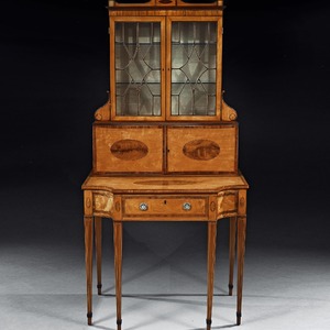 An Important 18th Century George III Satinwood and Sabicu Writing Cabinet