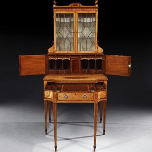 An Important 18th Century George III Satinwood and Sabicu Writing Cabinet