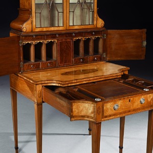 An Important 18th Century George III Satinwood and Sabicu Writing Cabinet