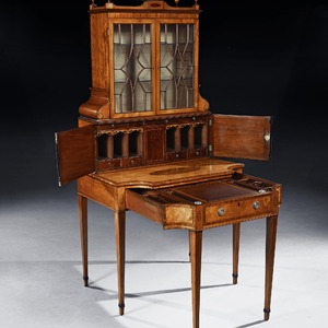 An Important 18th Century George III Satinwood and Sabicu Writing Cabinet