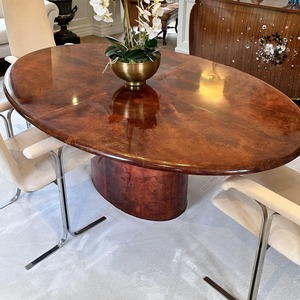 Aldo Tura Lacquered Goatskin Oval Dining Table Italian Mid 20th Century 