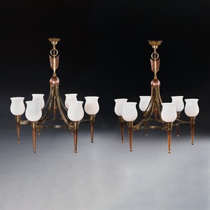 Pair of Maison Jansen Mid Century Chandeliers After a Design Attributed to Andre Arbus