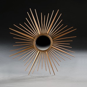 Large Pair of Mid Century Chaty Vallauris Sunburst Mirrors with Convex Plates