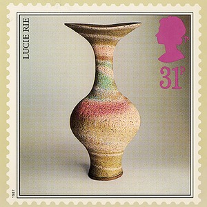 Lucie Rie Vase With Flaring Lip Mixed Stoneware Circa 1985