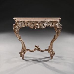 Decorative, 19th Century, Silver, Gilt, Italian, Console, Table, Marble, Top