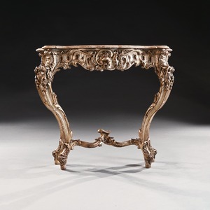Decorative, 19th Century, Silver, Gilt, Italian, Console, Table, Marble, Top