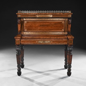 Fine rare Rosewood  Brass Inlaid Writing Table Attributed to  Oxford Street Workshop of Gillows