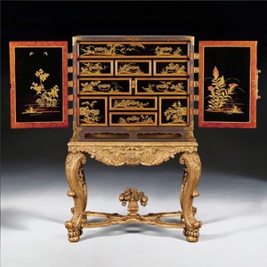 17th Century Japanese Lacquer Cabinet On French Giltwood Regence Stand