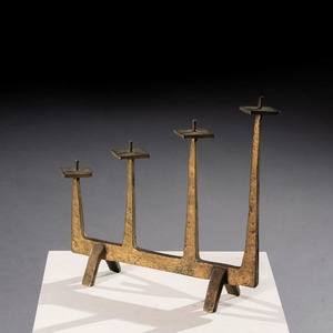 Brutalist Candelabra Candlestick 1960s after Felix Agostini In Solid Bronze 